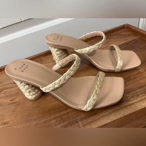 NWOT A New Day Women's Cream Braided Heeled Sandals size 6.5